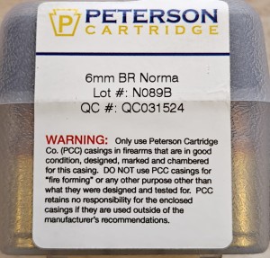 Brass cases Peterson 6mm BR Norma